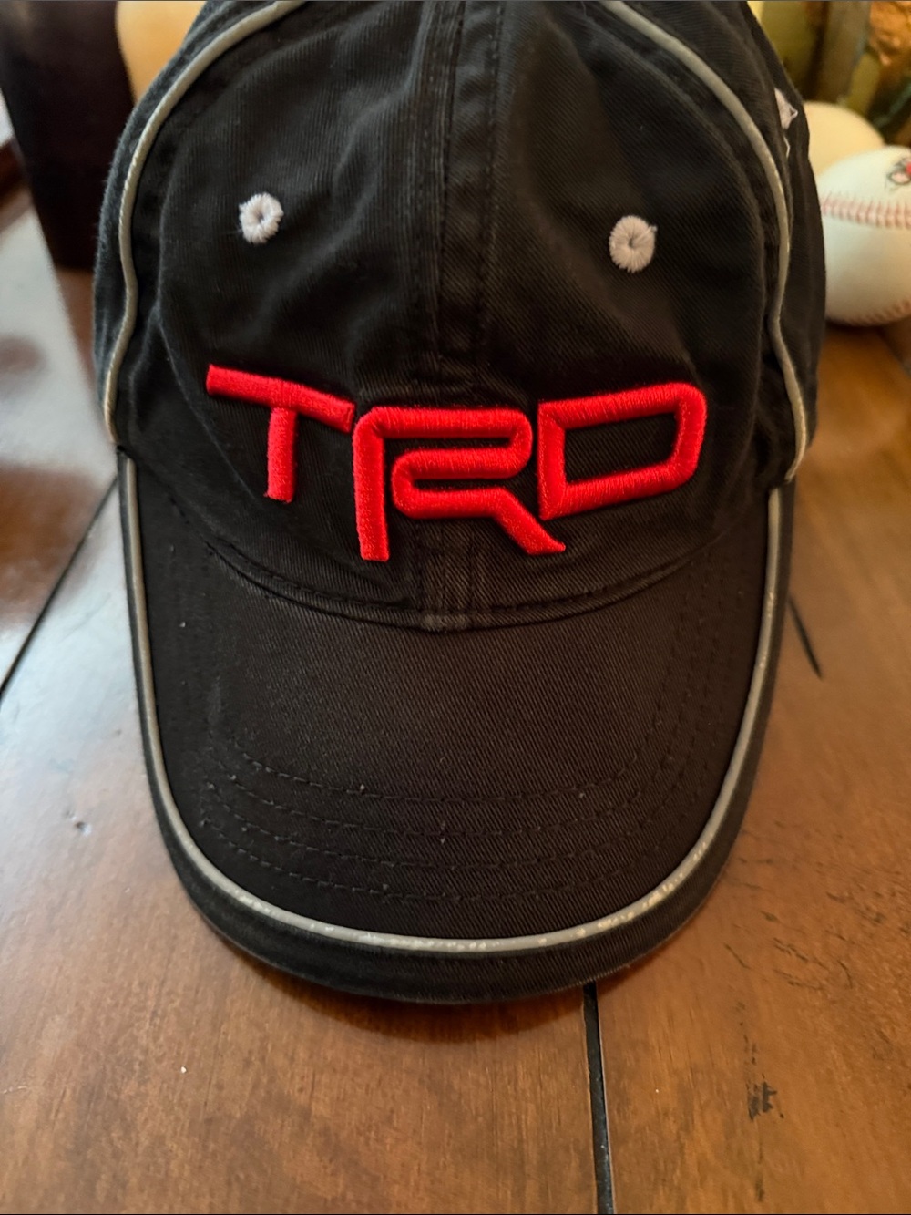 TRD Black Baseball Cap with Red Embroidered Logo - Kids